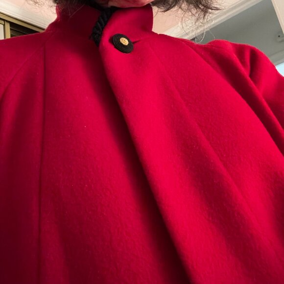 Striking Vintage Red Wool Maxi Coat - Picture 3 of 10
